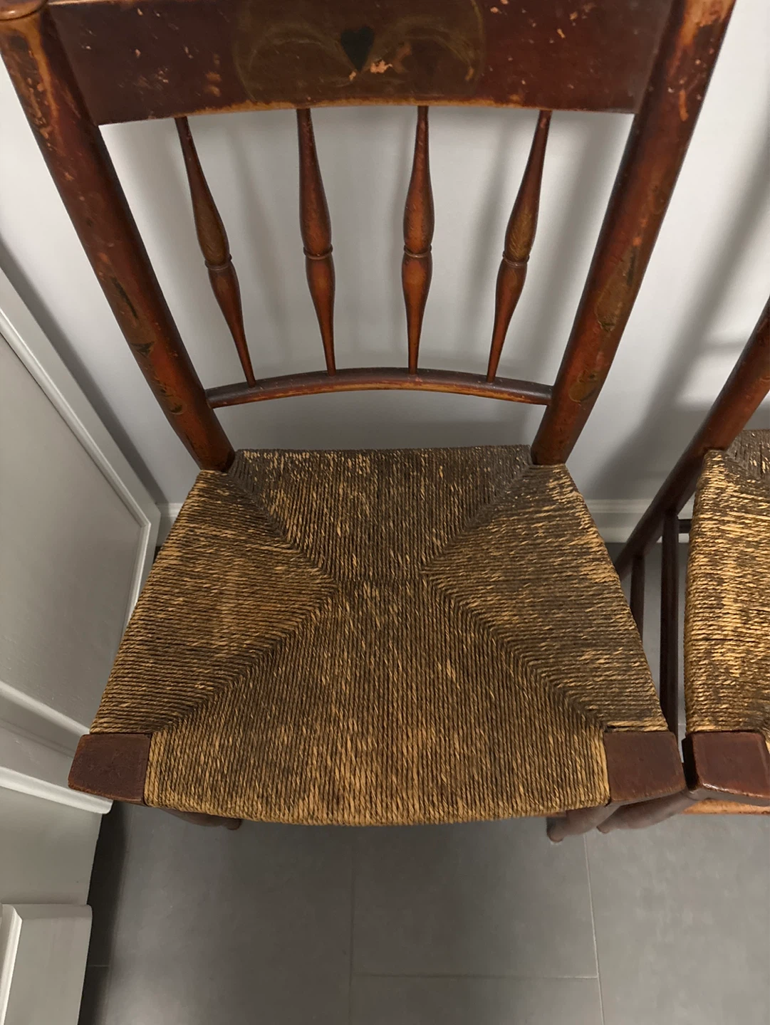 Vintage Wooden Chairs with Rush Seats - photo 3