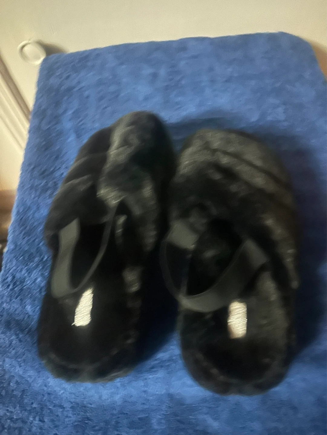 Black Faux Fur Slippers - photo 3