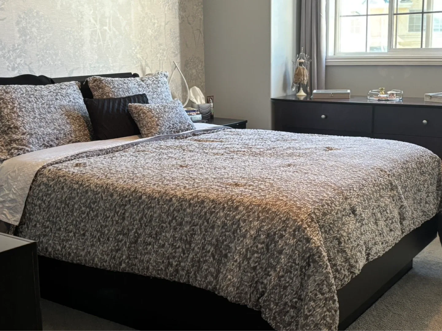 Queen size Bed Frame, 2 night stands, dresser and highboy