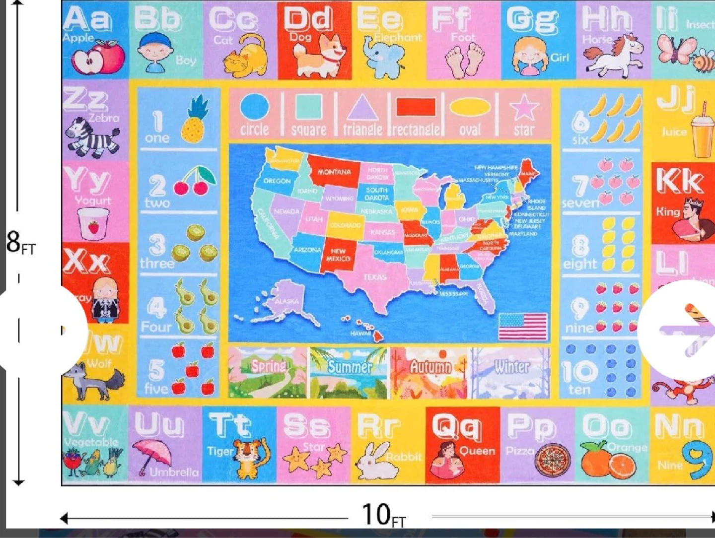Kids Rugs for Playroom - 8x10 feet Kids Educationa - photo 2