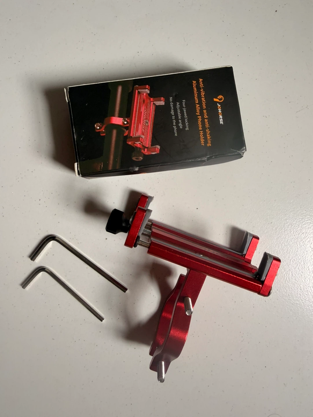 JOHORSE Red Aluminum Alloy Anti-vibration Phone Holder