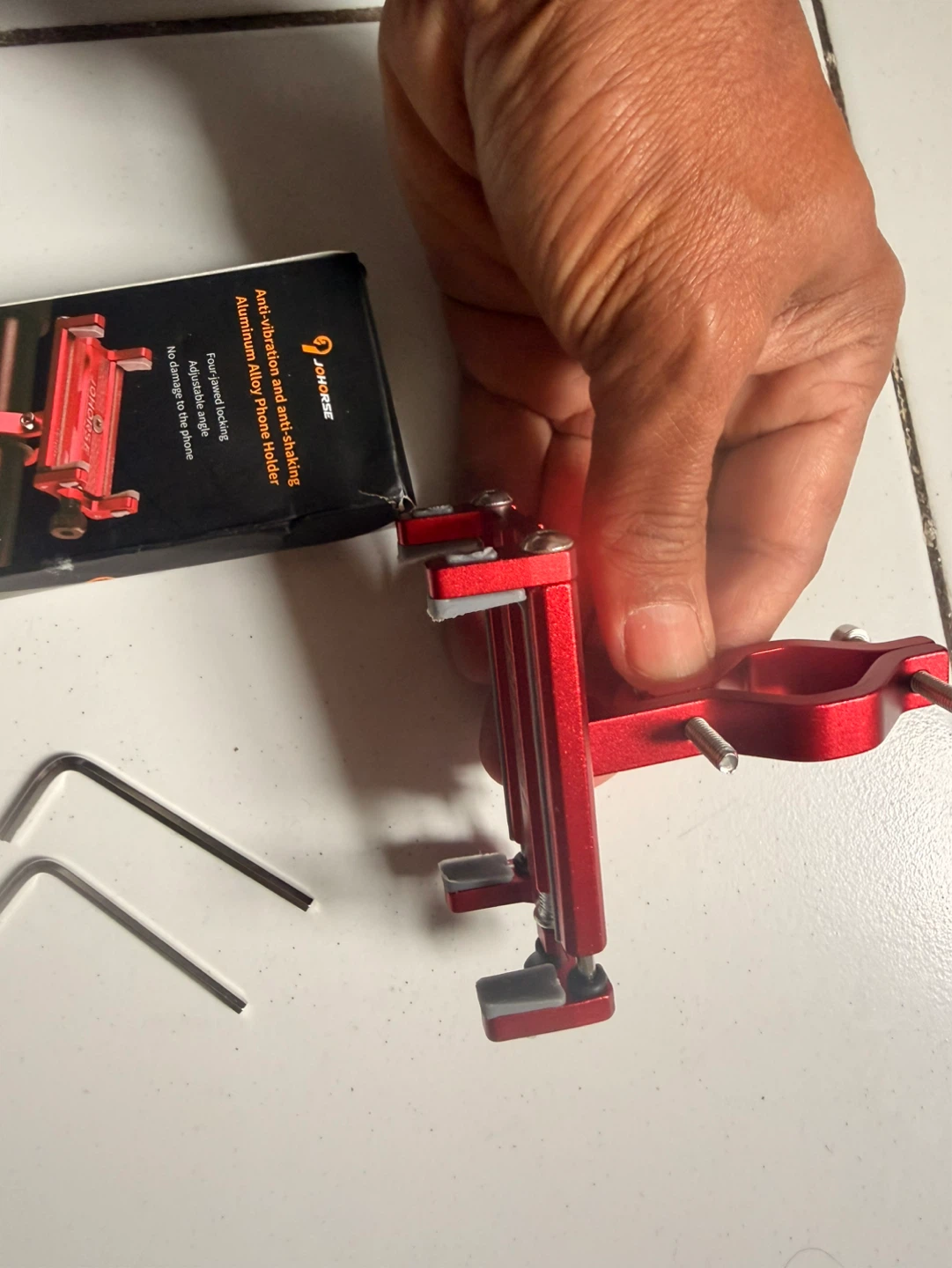 JOHORSE Red Aluminum Alloy Anti-vibration Phone Holder - photo 3