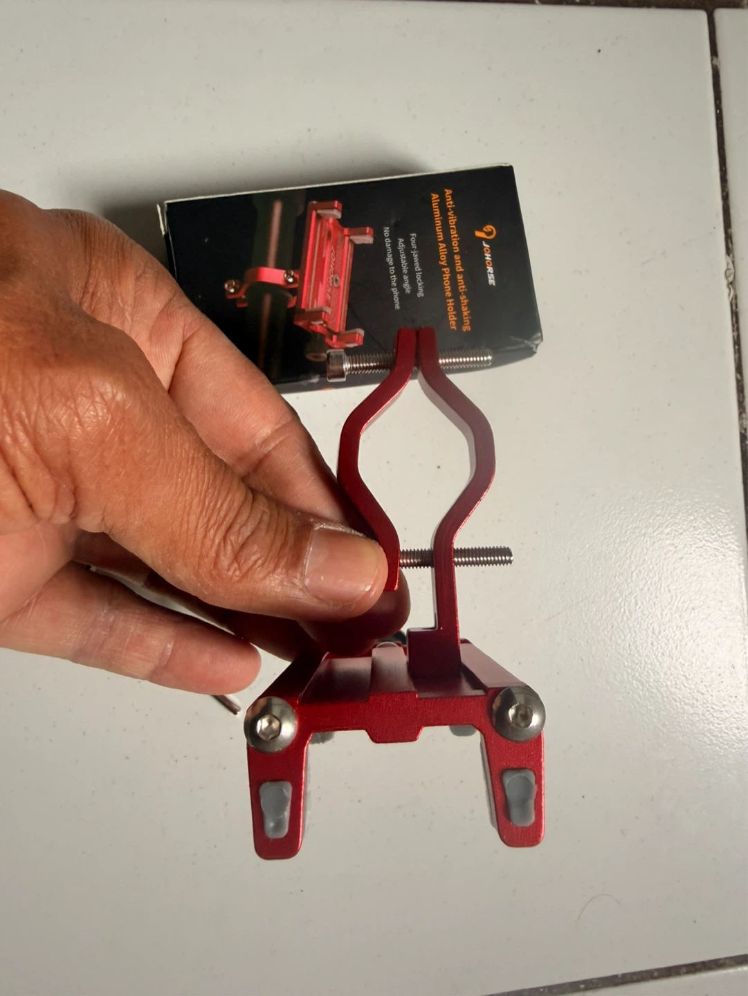 JOHORSE Red Aluminum Alloy Anti-vibration Phone Holder - photo 4