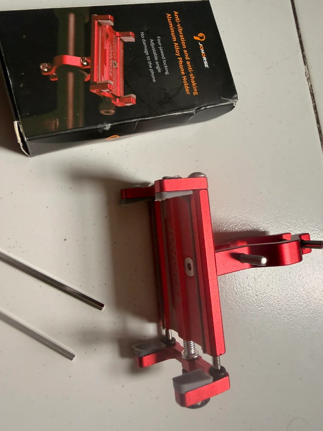 JOHORSE Red Aluminum Alloy Anti-vibration Phone Holder - photo 2