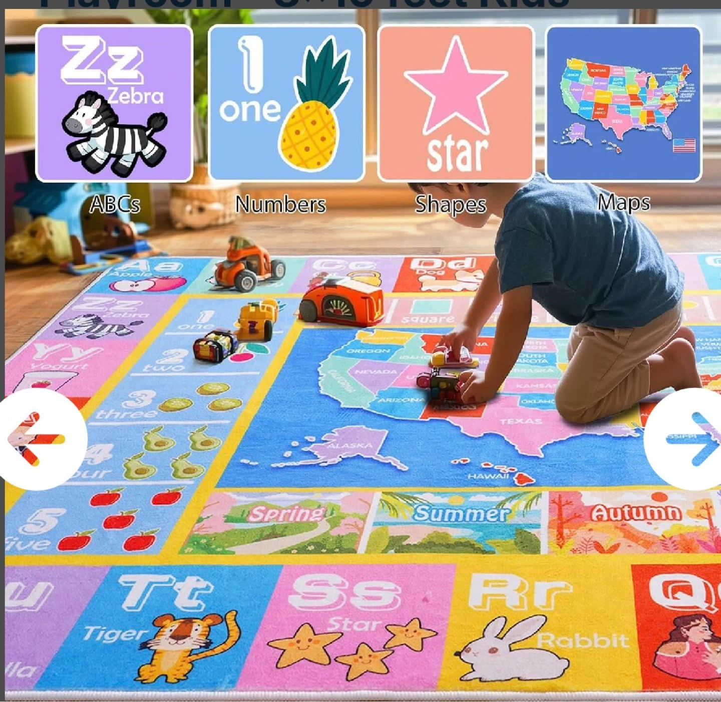Kids Rugs for Playroom - 8x10 feet Kids Educationa - photo 3