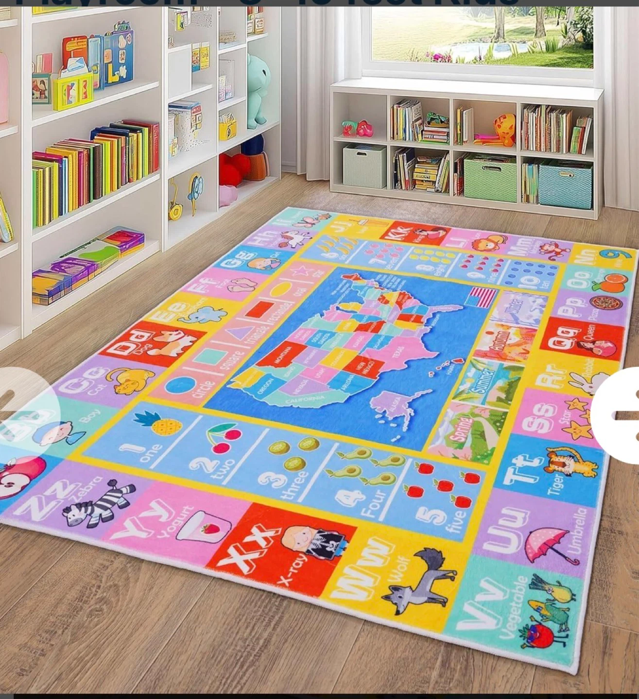 Kids Rugs for Playroom - 8x10 feet Kids Educationa