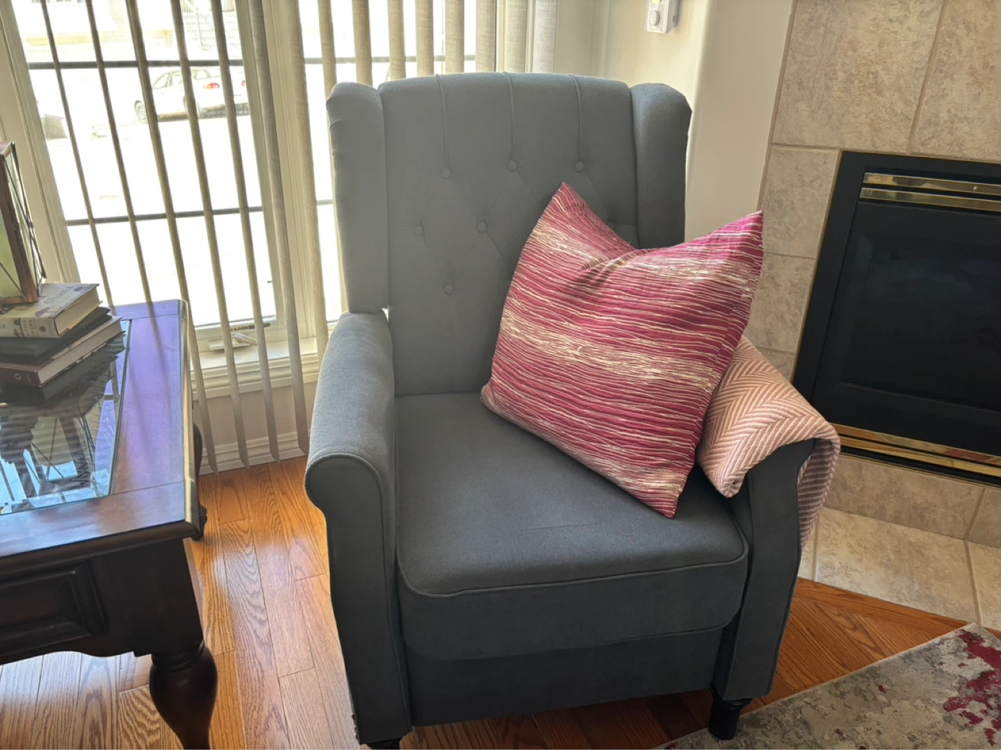 2 Dark Grey Tufted Accent Recliners - photo 2