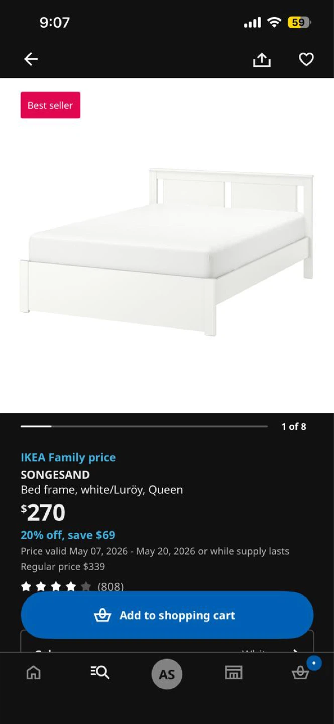 Ikea songesand queen bed frame