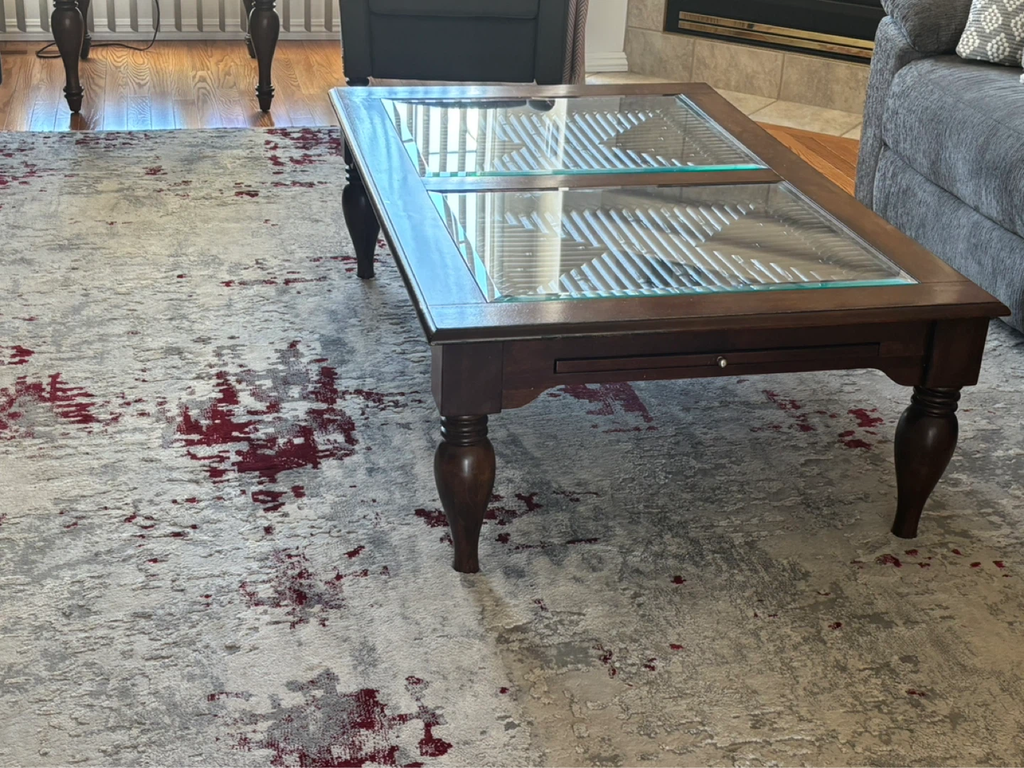 Wooden Coffee Table and side table with Glass Top