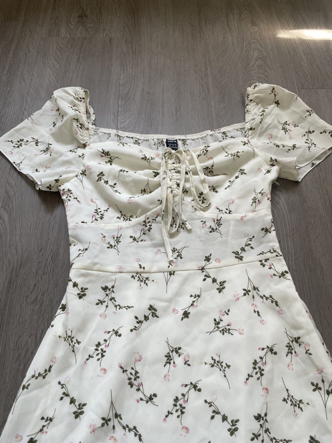 SHEIN Floral Puff Sleeve Tie Front Dress, size XS - photo 2