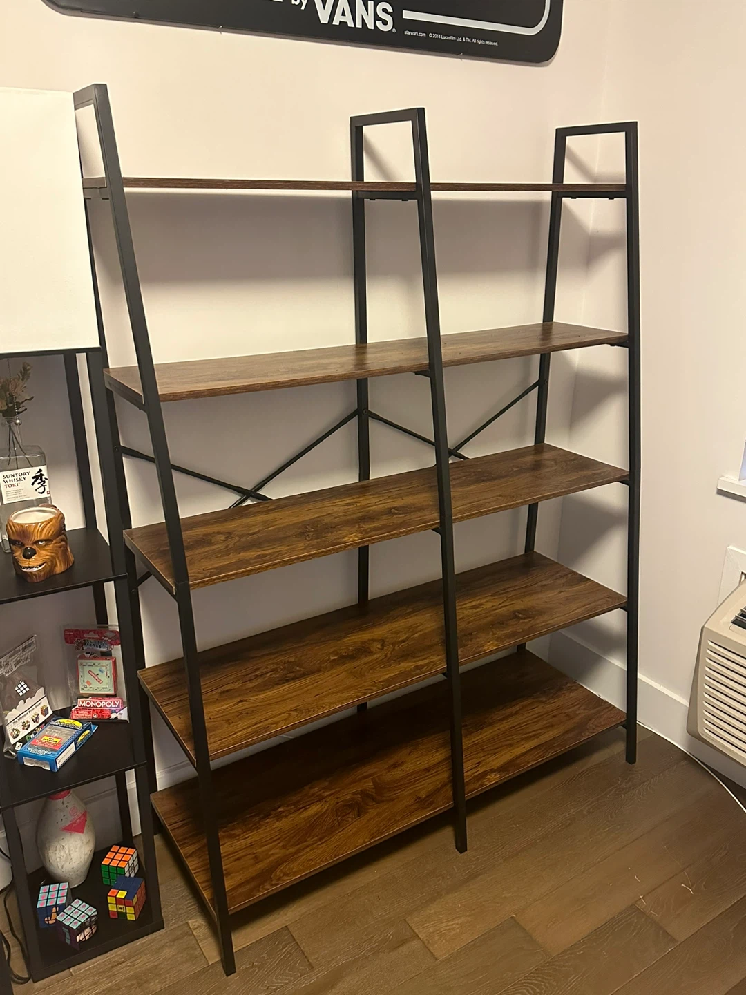 4-Tier Bookshelf with Black Metal Frame