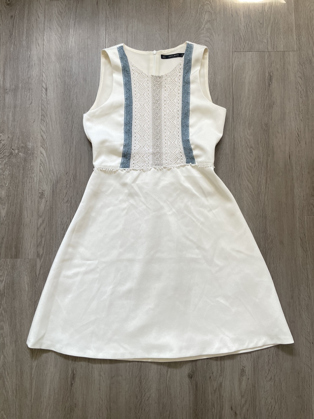 ZARA BASIC White Lace Detail Sleeveless Dress - Size S