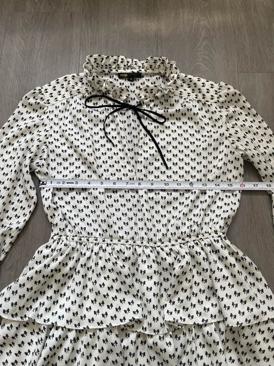 Maje Tiered Ruffle Dress with Bow Print, size 38 - photo 4