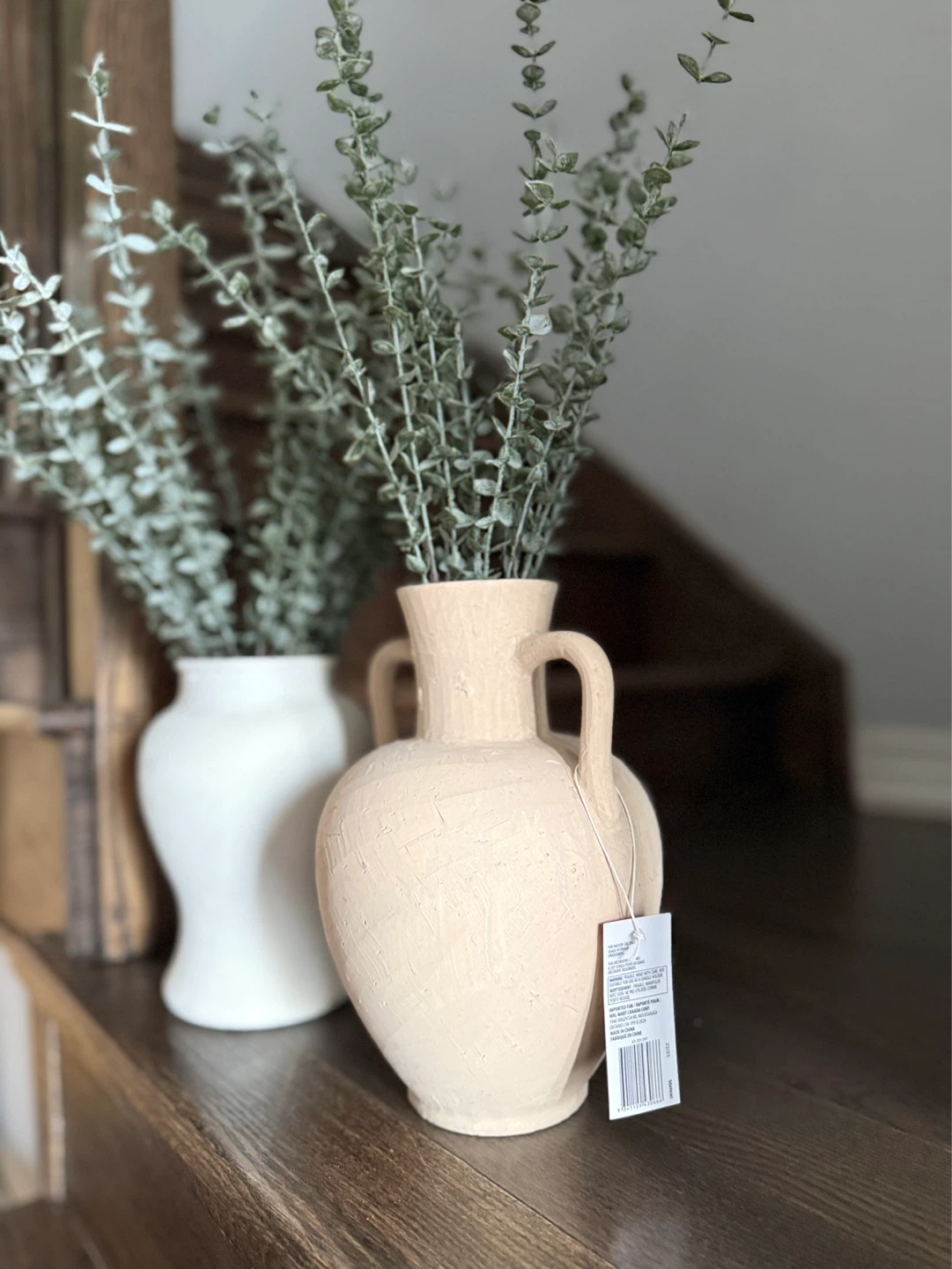 Decorative Ceramic Vases with Handles - Beige and White - photo 5