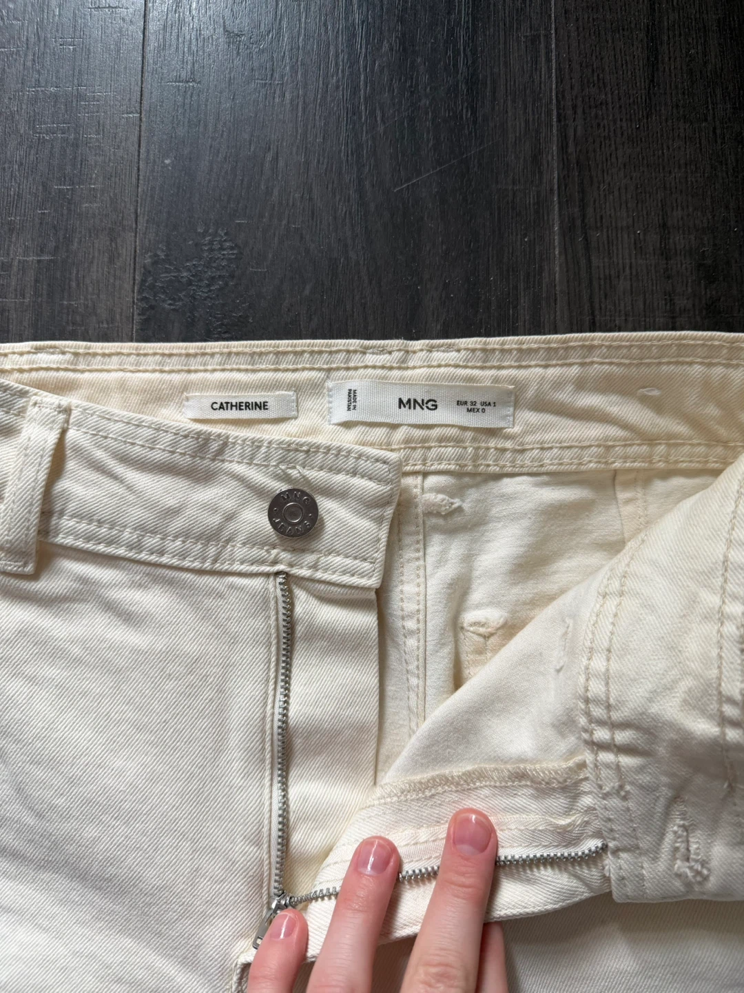 MNG Catherine Wide Leg Trousers Cream Size 32 - photo 2