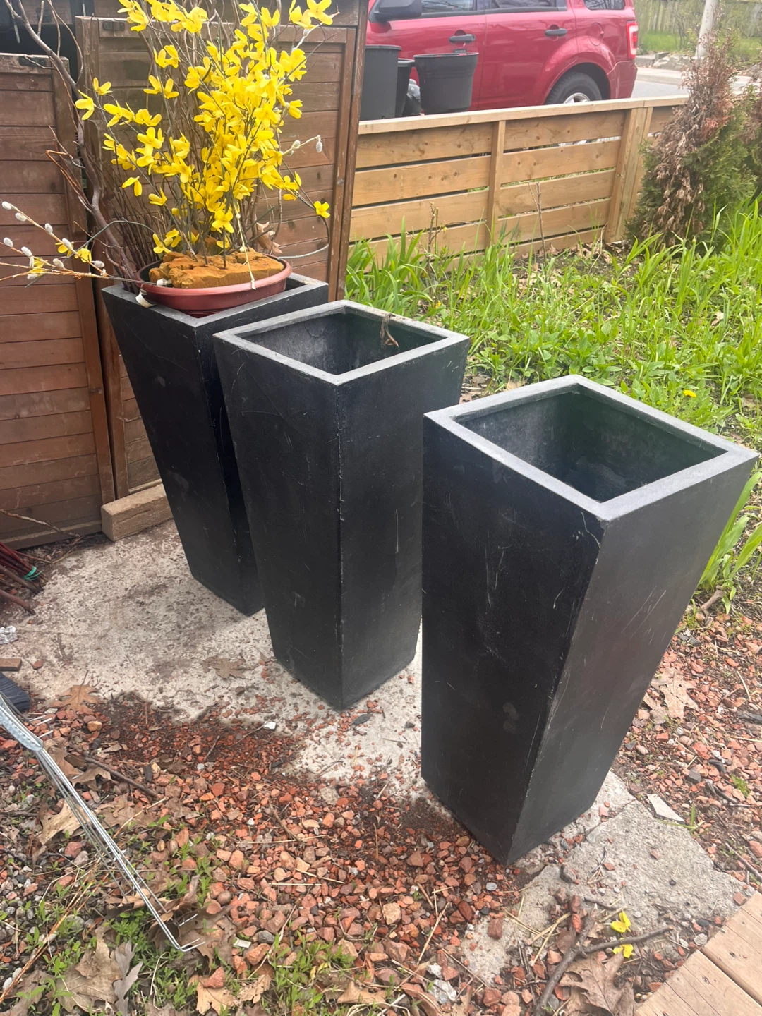Set of 3 Black Tall Square Planters