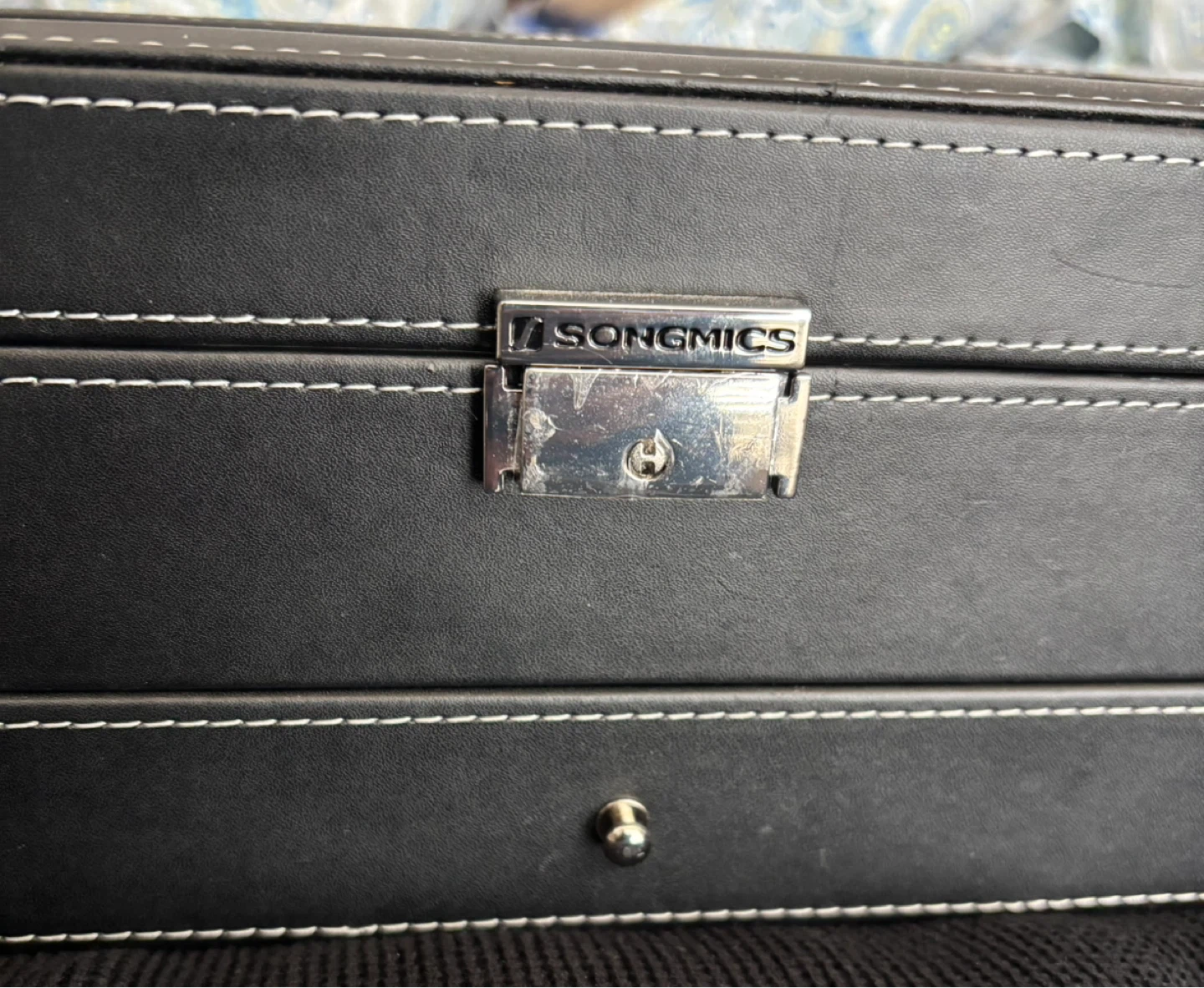 SONGMICS Black Faux Leather Watch and Jewelry Box with Drawer