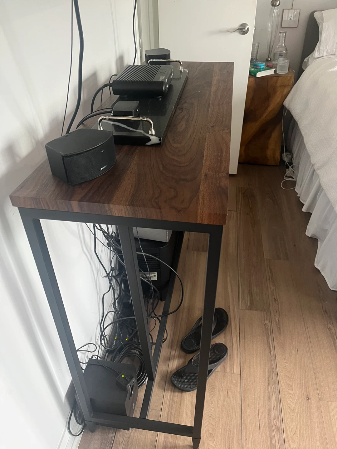 Console Table with Dark Wood Top