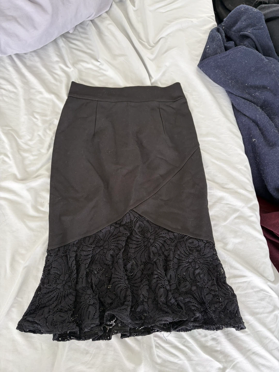 Lace Trim Midi Skirt