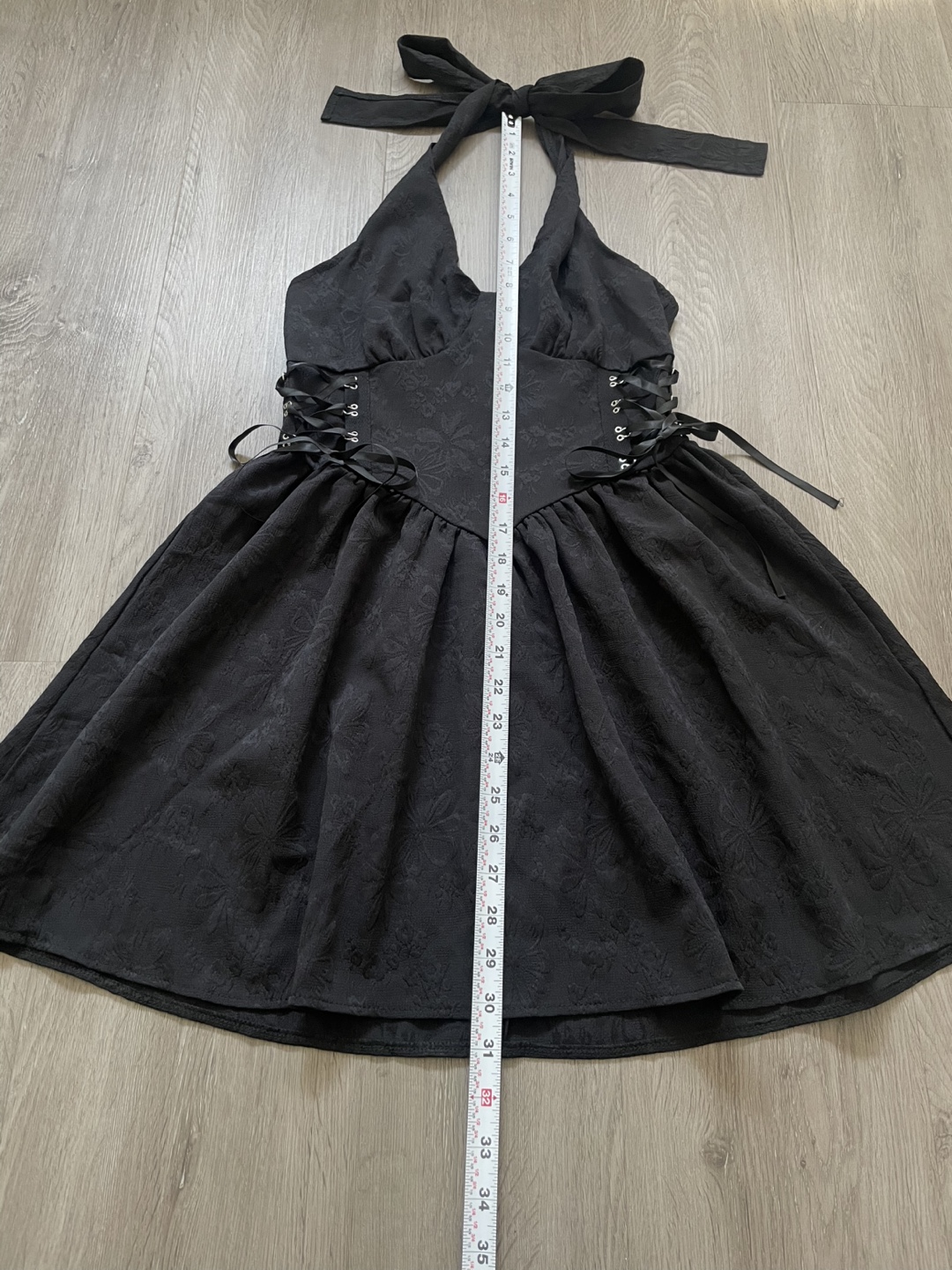 Black Jacquard Corset Halter Dress, size S - photo 4