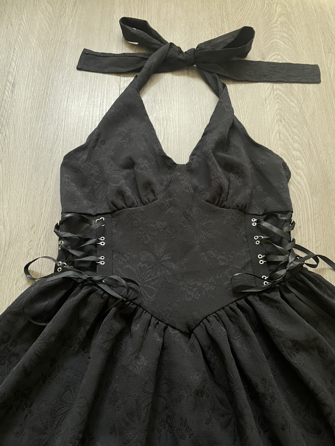 Black Jacquard Corset Halter Dress, size S - photo 3
