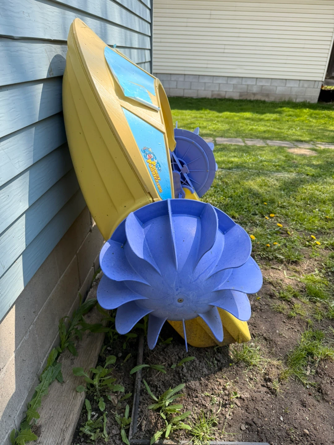 Yellow Blue Water Wheel Boat Toy paddle boat