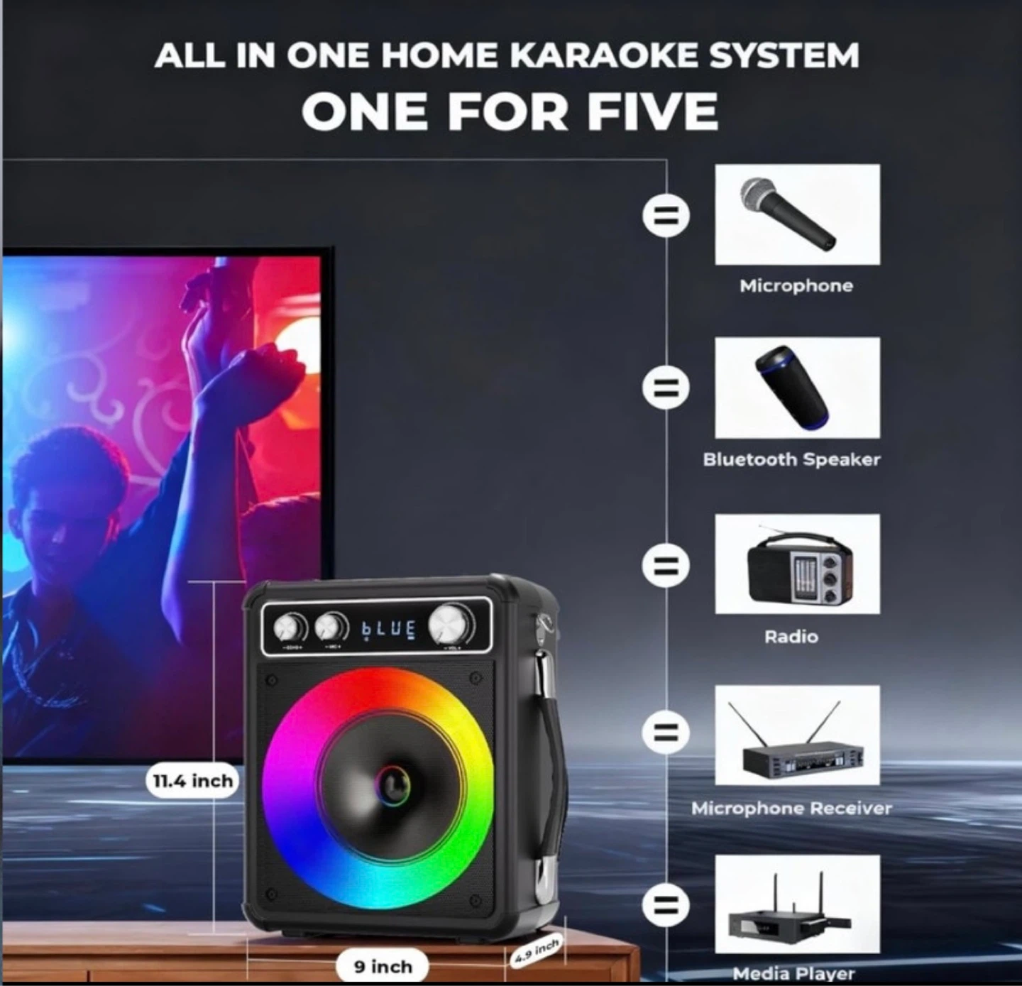 New in Box Karaoke System w/ 2 wireless microphones - photo 3