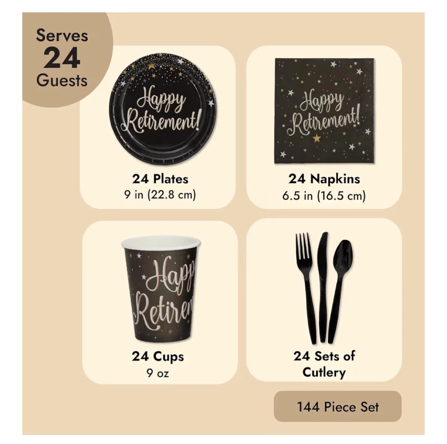144-Piece Happy Retirement Party Supplies Set - photo 3