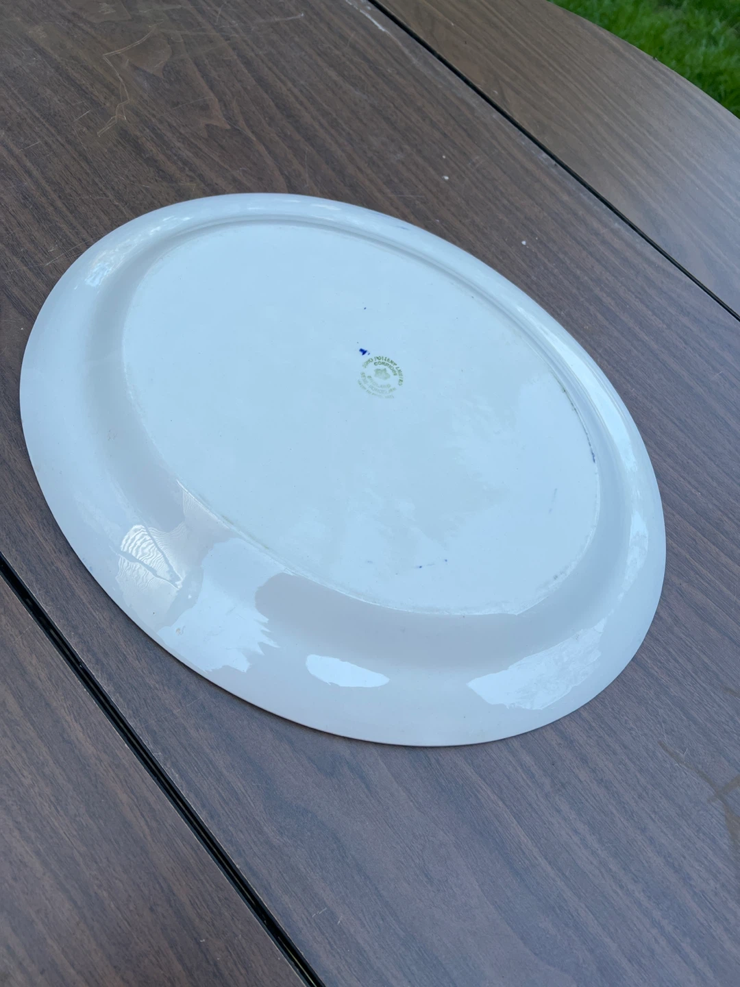 White Oval Platter with Blue and Gold Rim - photo 2