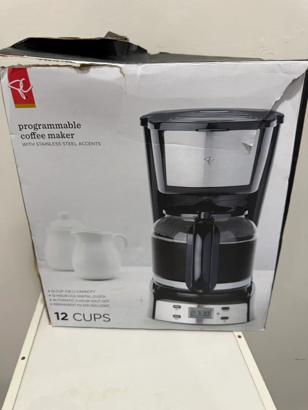 Programmable Coffee Maker with Stainless Steel Accents - 12 Cups
