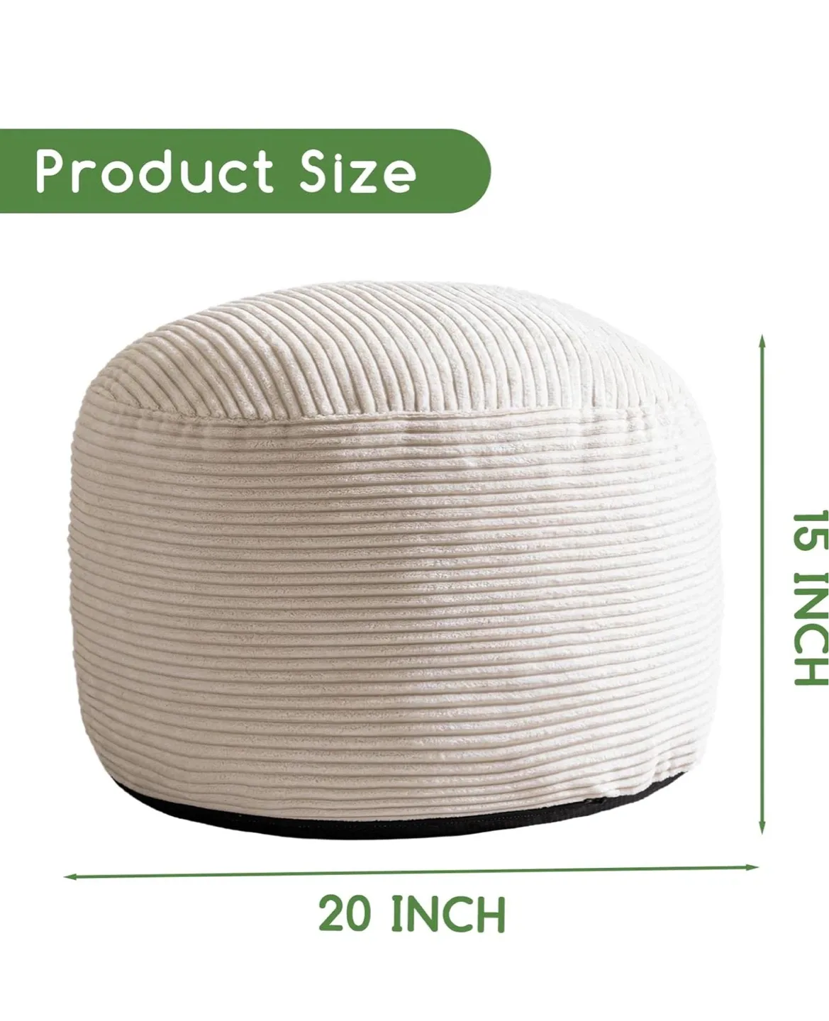HIGOGOGO Round Pouf Ottoman - Beige Corduroy H20 - photo 2