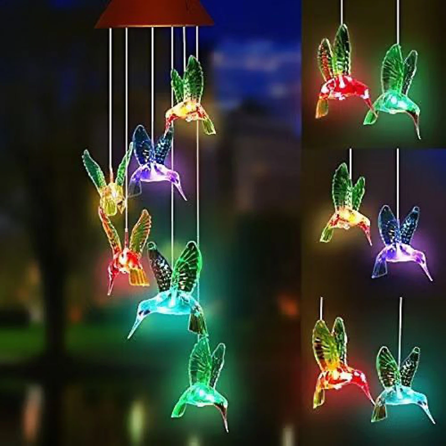 Solar Powered Hummingbird Wind Chime - photo 2