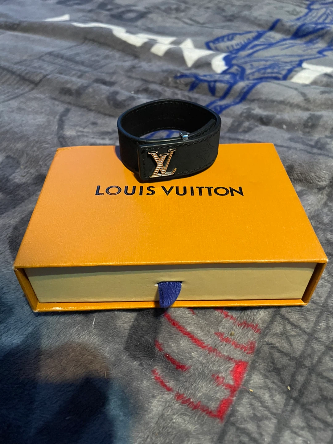 Louis Vuitton Black Leather Bracelet