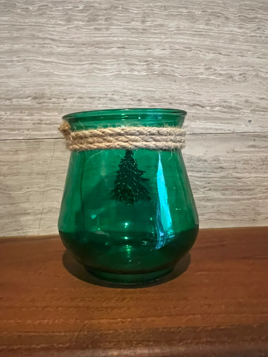 Green Glass Jar with Tree Charm - photo 2