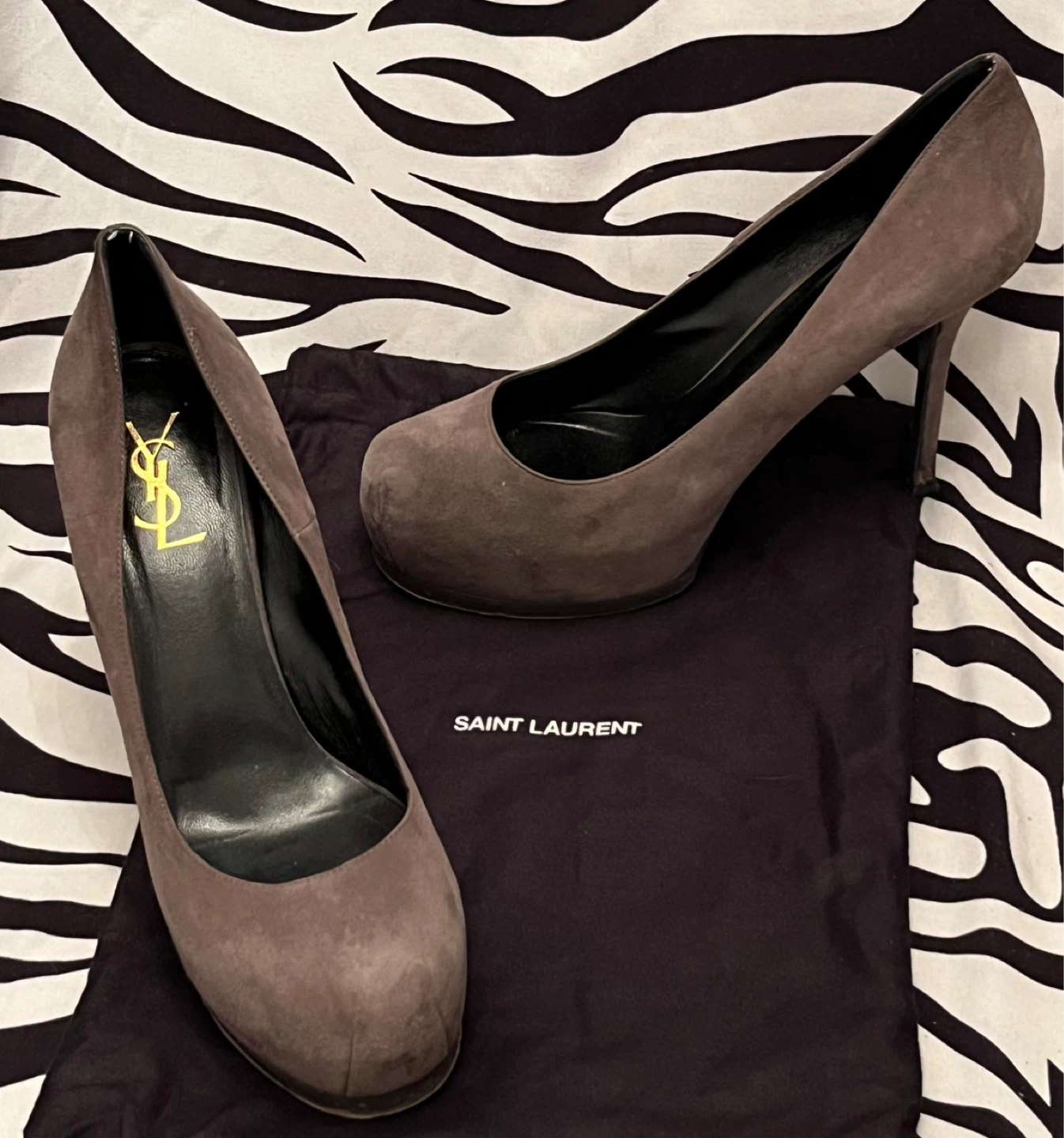 🤍Saint Laurent grey suede Tribute platform pumps 🤍 - photo 4