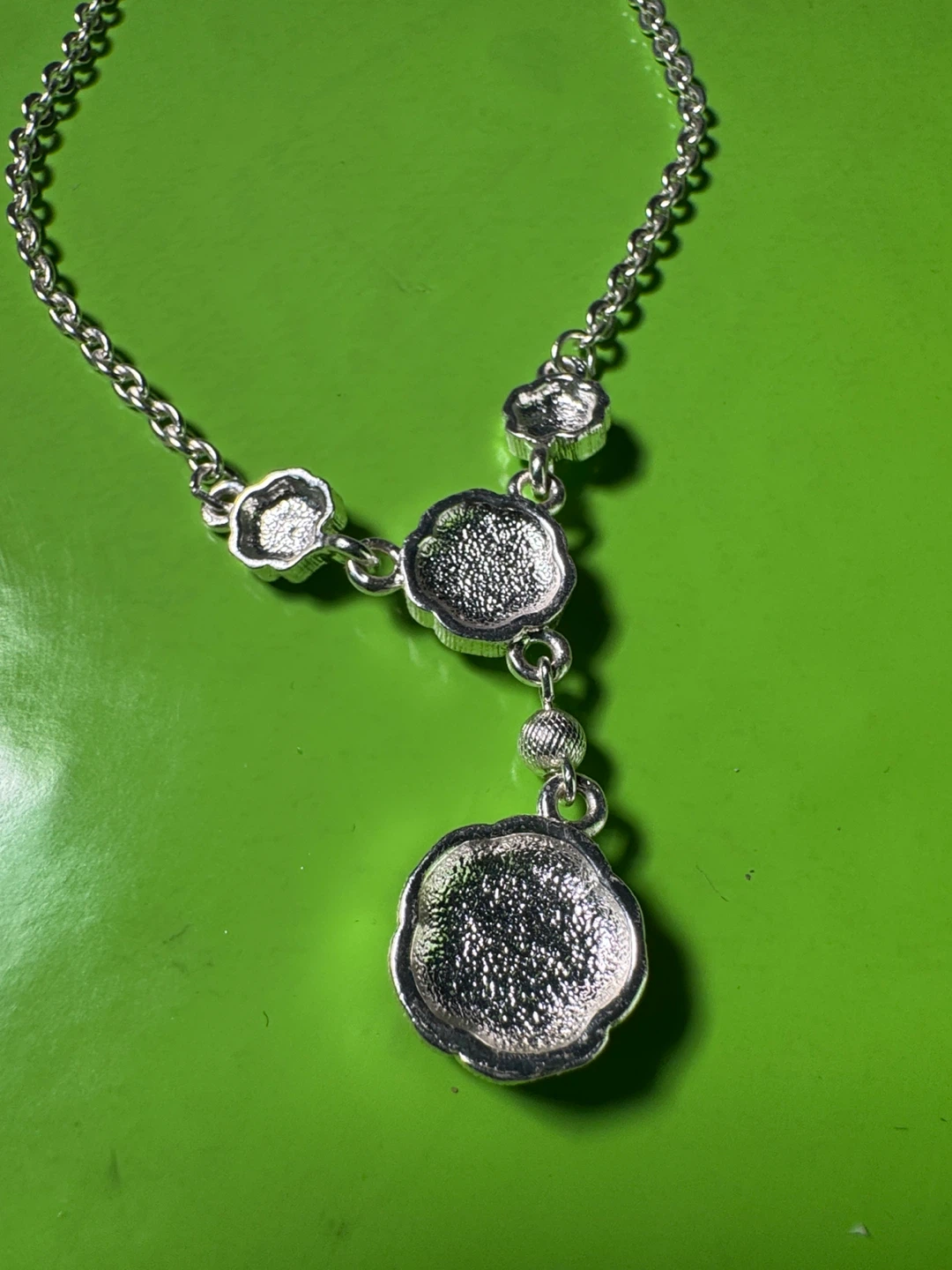 Silver Tone Necklace with Flower Pendants - photo 3
