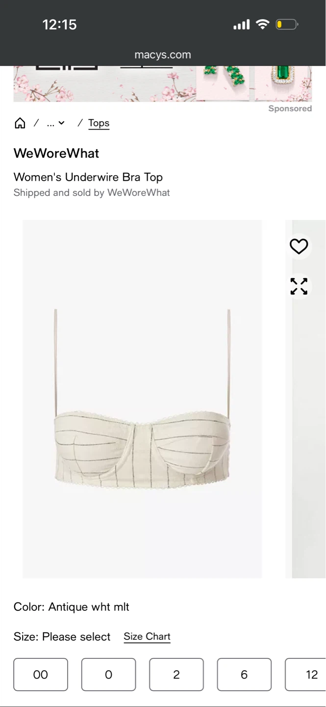 WeWoreWhat Women's Underwire Bra Top - Antique Wht Mlt