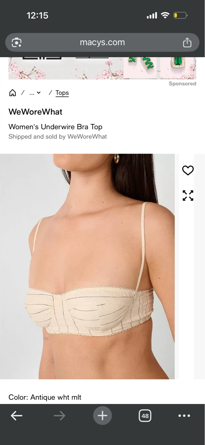 WeWoreWhat Women's Underwire Bra Top - Antique Wht Mlt - photo 2