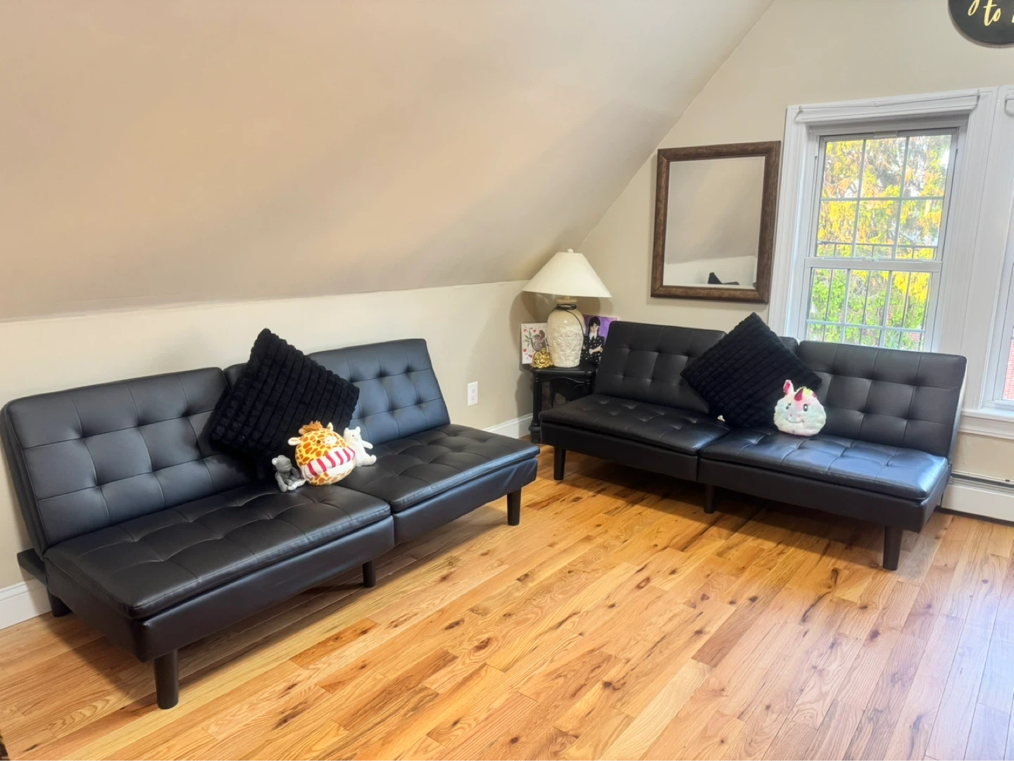 Black Faux Leather Futon Sofa
