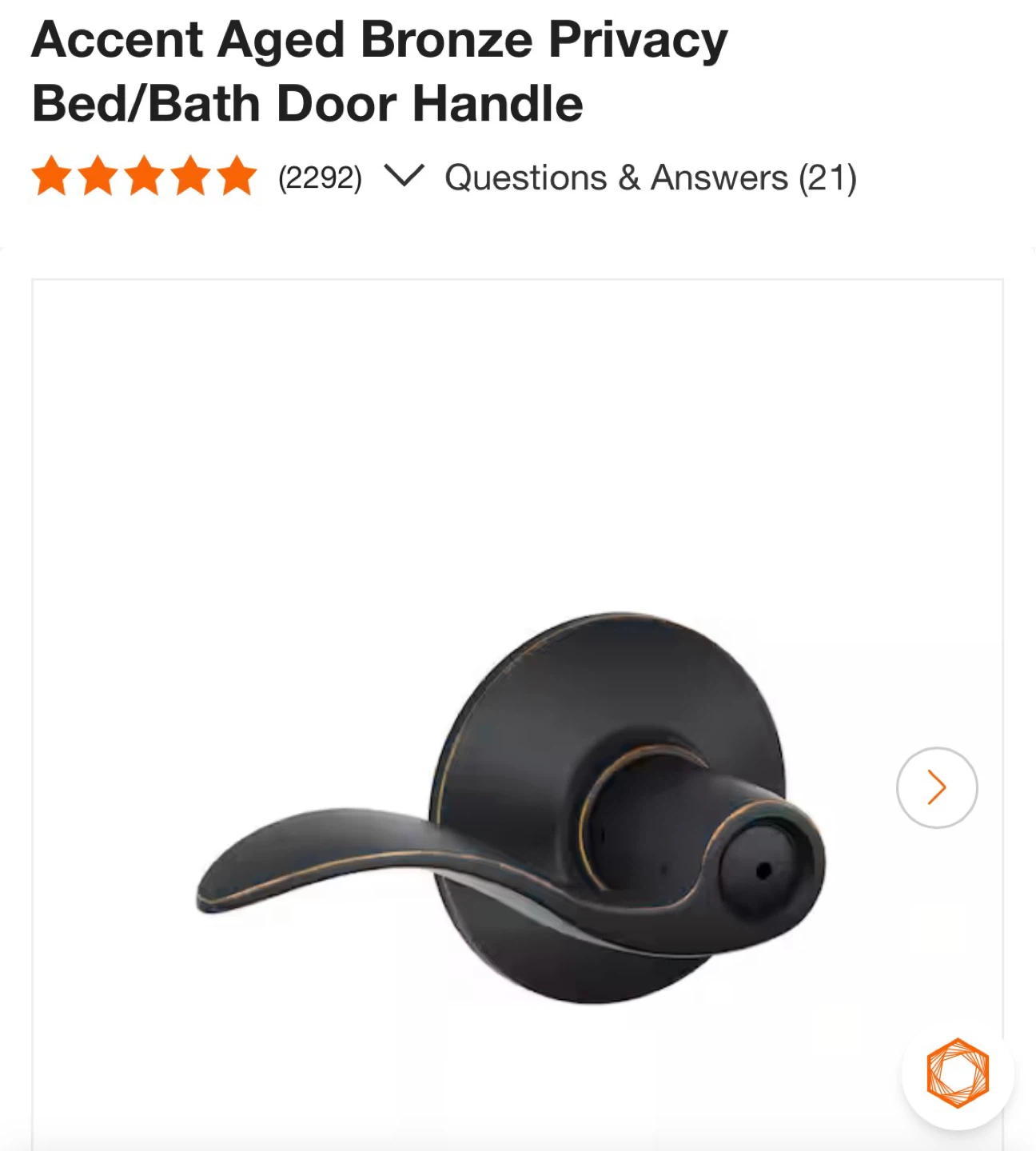 Accent Aged Bronze Privacy Bed/Bath Door Handle Set