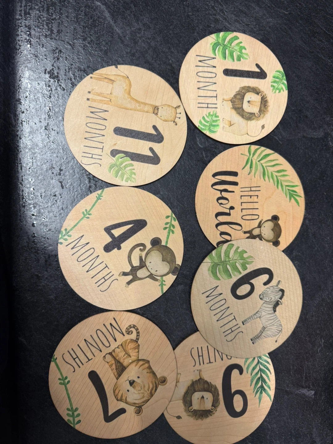 Baby Milestone Wooden Discs + 1 Year Birthday Plaque