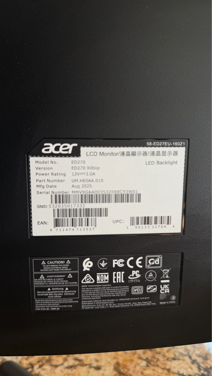 Acer ED270 27" LCD Monitor - photo 3