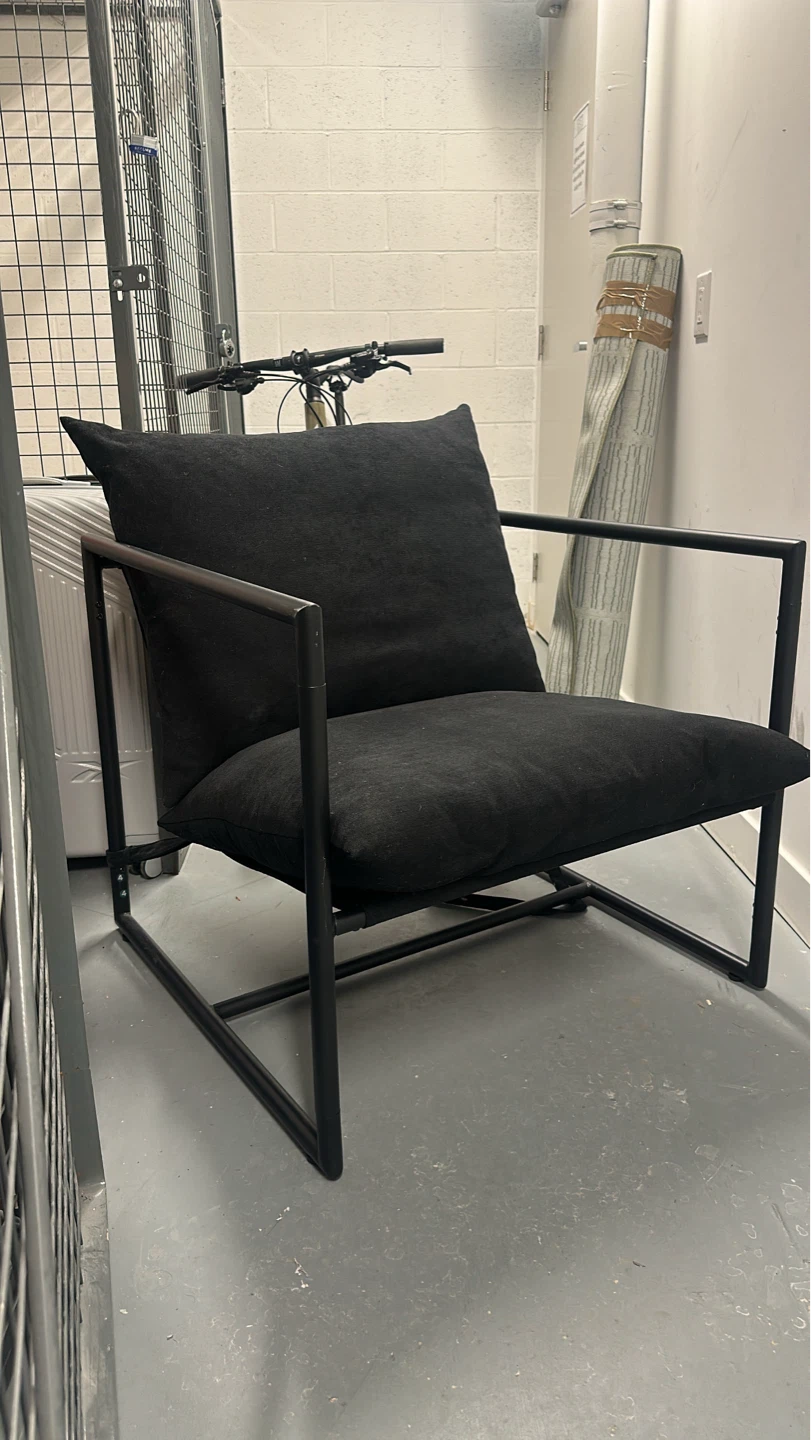 Black Armchair with Metal Frame