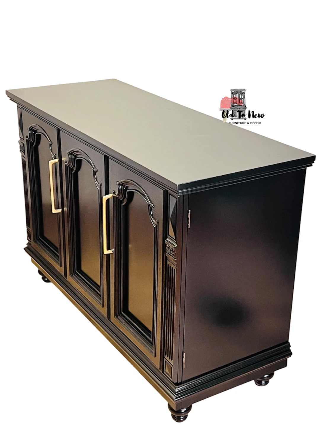 Black 2-Door Cabinet with Gold Handles - photo 4