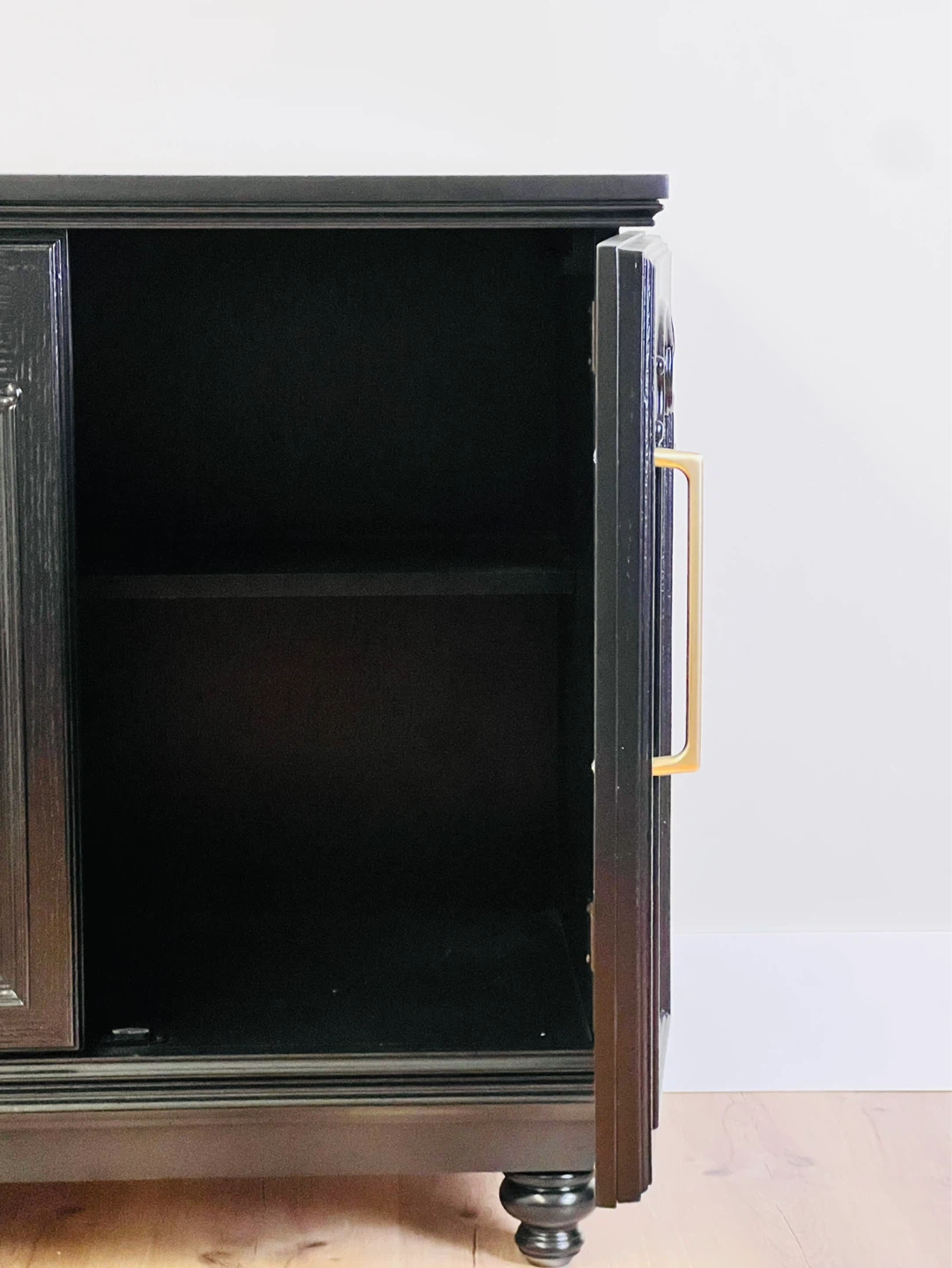 Black 2-Door Cabinet with Gold Handles - photo 5