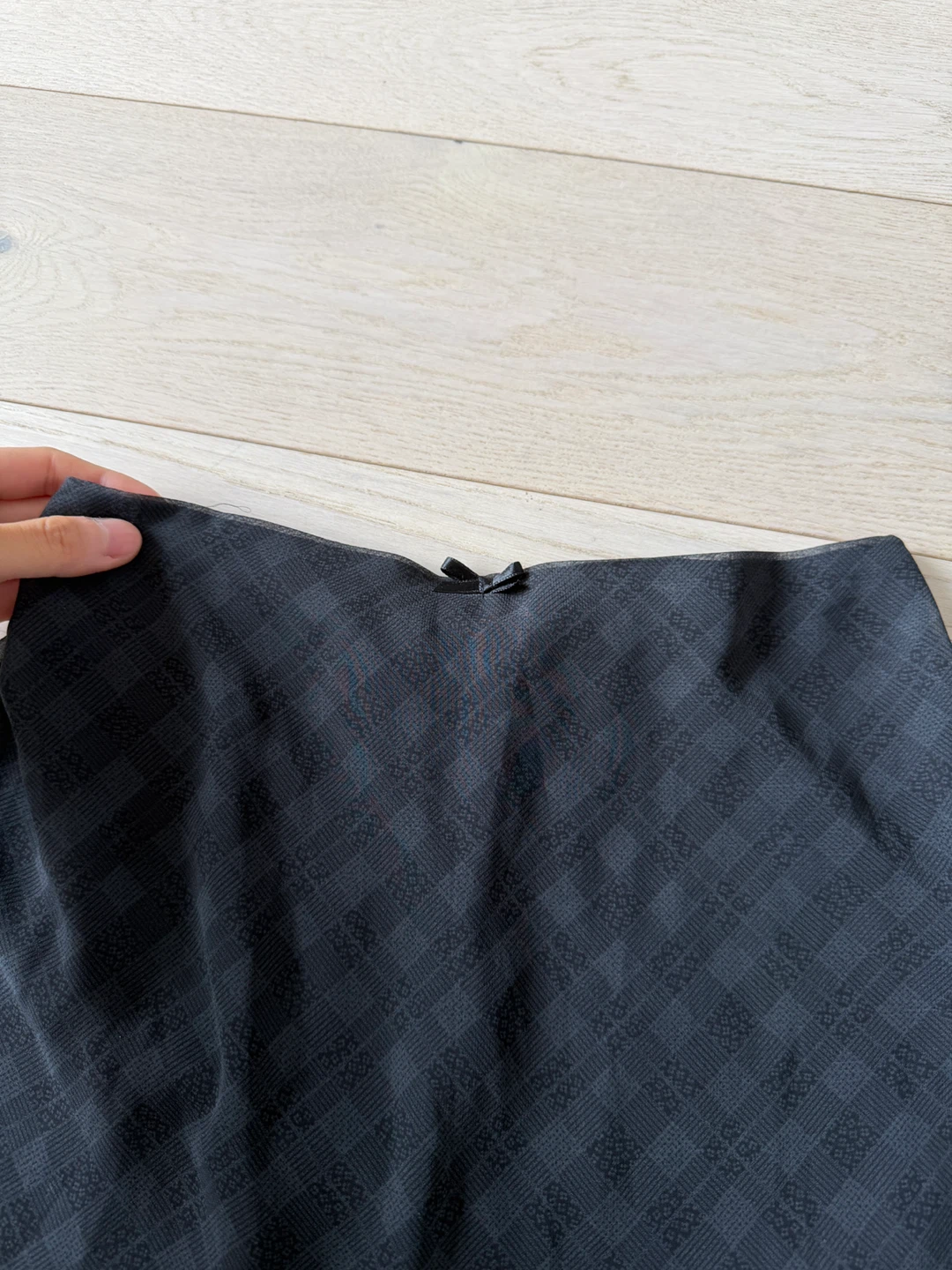 Charcoal Sheer Check Flare Skirt - photo 2