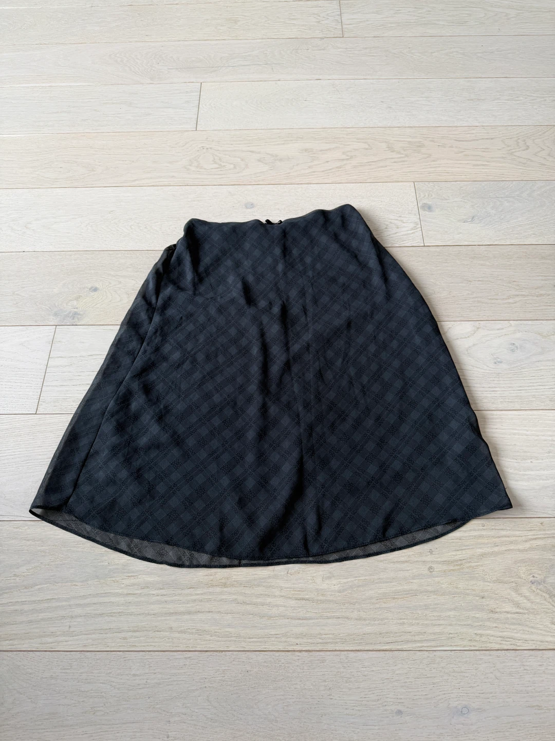 Charcoal Sheer Check Flare Skirt