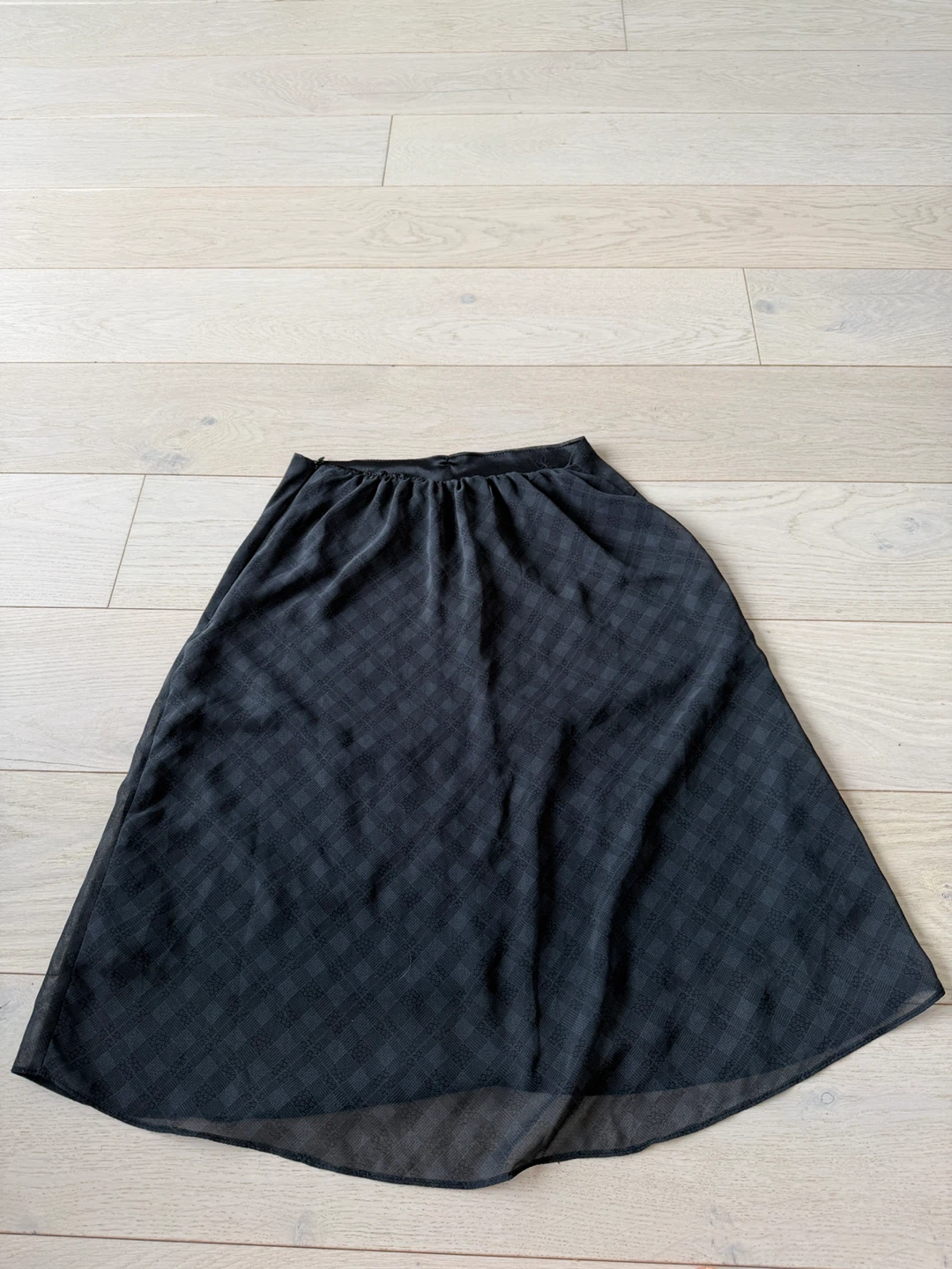 Charcoal Sheer Check Flare Skirt - photo 3