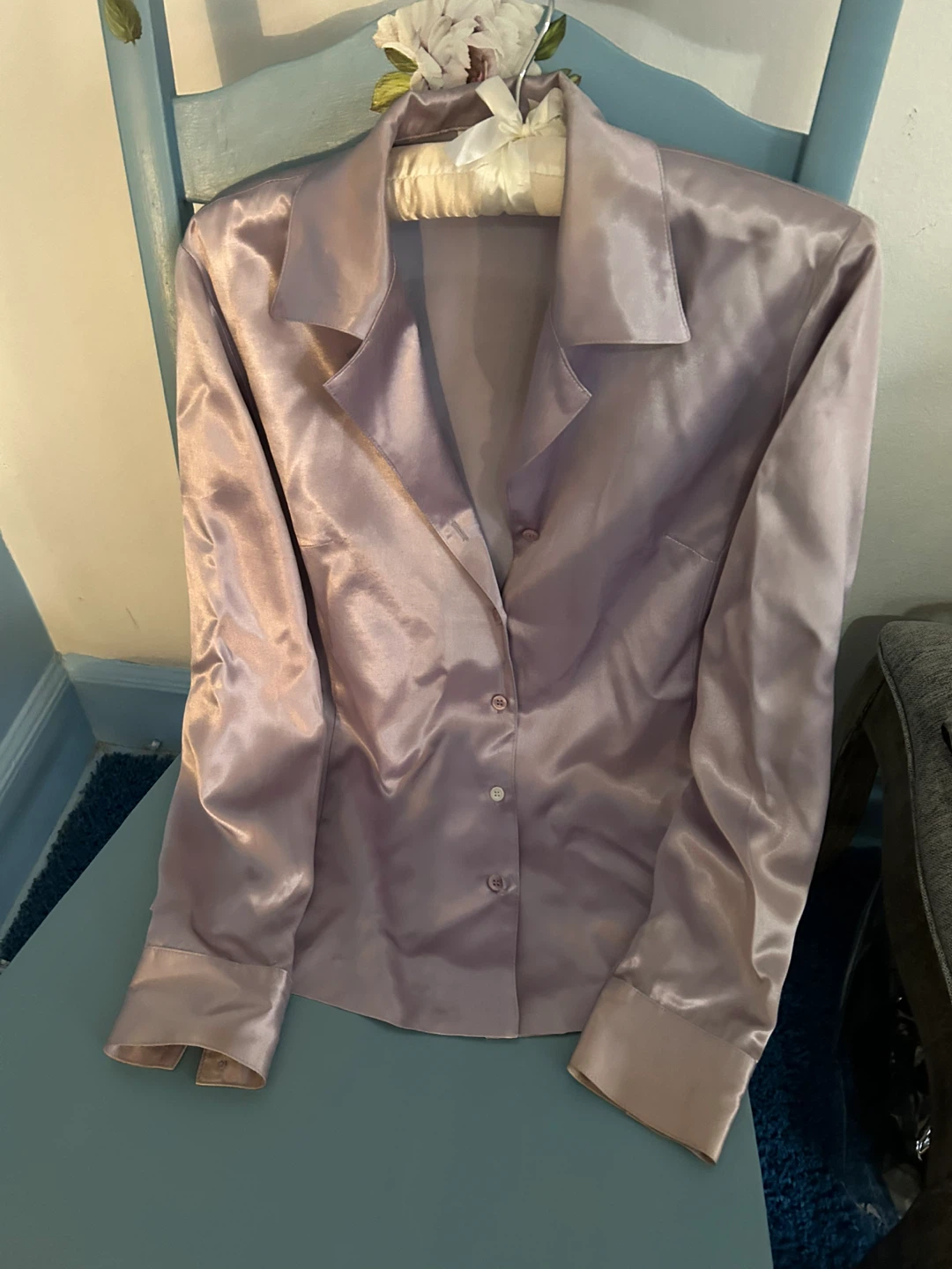 Women's Satin feel, Button-Up Blouse