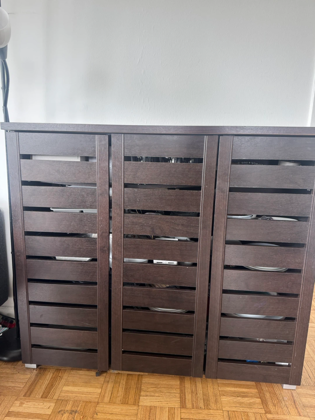 Dark Brown 3-Door Storage Cabinet